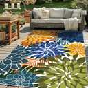 ZonLi Outdoor Rug 8x10Ft Waterproof Multicolored Yellow Green Indoor Area Rug Washable Outdoor