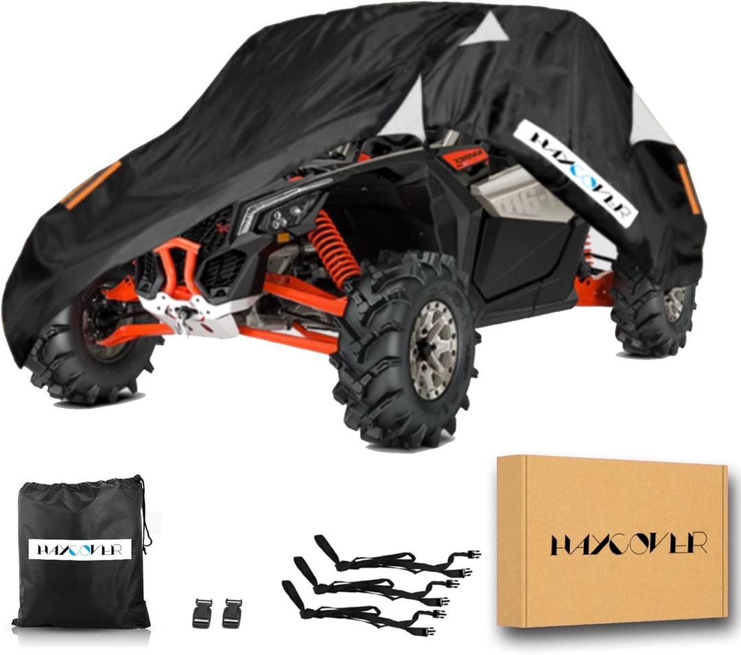UTV Cover Waterproof Heavy Duty Oxford Cloth All Weather Protection Covers for Can-Am Maverick X3 Polaris RZR PRO Yamaha Kawasaki TERYX KRX Arctic Cat Wildcat UTV Accessories, 2-3 Seater-Plus (Black)