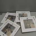 KINLINK 7x7 Picture Frame White Set of 4, Wooden Square Photo Frames Matted 5x5 with Plexiglass for 5x5 with Mat or 7x7 without Mat for Table and Wall Display