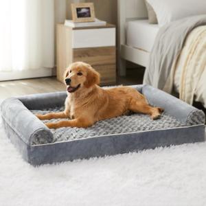 BFPETHOME Dog Beds for Large Dogs, Orthopedic Dog Bed for Medium Large Dogs,Big Waterproof Couch Pet Bed with Removable Washable Cover (28"L x 23"W x 6.5"Th, Grey)