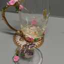 Nuanchu 4 Sets Flower Glass Tea Cups with Lids and Spoon Butterfly Vintage Glass Coffee Mugs Floral Fancy Clear Teacup for Mother Day Women Mom Wife Girlfriend(Pink,11 Oz,12 oz)