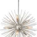 20" Modern Nickel Sputnik Chandelier 9-Lights Mid-Century Modern Starburst Chandelier Vintage Chrome Solid Metal Sputnik Chandeliers for Dining Room, Living Room, Bedroom, Kitchen, E12