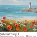 Ardemy Lighthouse Framed Canvas Wall Art for Living Room Blue Ocean Painting Seascape Landscape Coastal Picture Textured Bedroom Artwork Home Office Wall Decor, Large 40"x20"