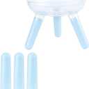 Raised Cat Food Bowls, Glass Cat Bowls Elevated with 6 Plastic Legs in 2 Heights. Protect The Spine and Prevent Vomiting(Blue)