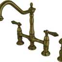 Kingston Brass Elements of Design ES1273ALBS New Orleans 8' Center Kitchen Faucet with Side Sprayer, 8-3/4', Vintage Brass