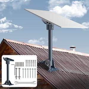 Starlink Gen 3 Mount Adapter Aluminum Alloy, 15.7" Heavy Duty Steel Pivot Pole Pipe with Adjustable Base Mount Kit Compatible with Starlink V3 Standard Dish for Roof