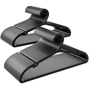 ABHENG 45 Pack Clothes Hangers, Non Slip Plastic Coat Hangers, Space Saving Hangers, Heavy Duty, Hanging Dry Wet Clothes, 16.4" x 8.3", Black, UAPY0580B