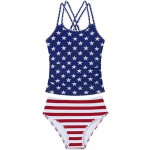 Century Star Girls UPF 50+ 2 Piece Tankini Swimsuit (Blue)