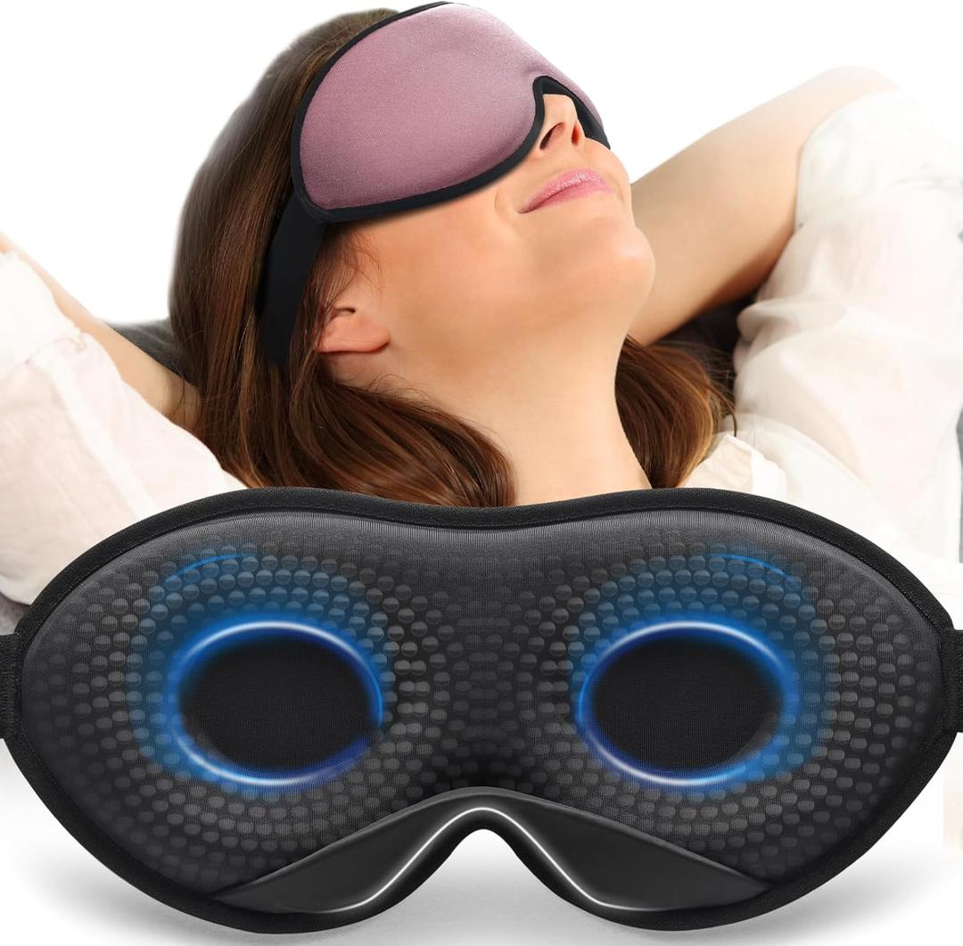 MABAO Weighted Eye Mask for Sleeping, Blackout 3D Contoured Sleep Mask with Adjustable Strap for Women Men, Memory Foam Gentle Pressure Relief Comfort Eye Cover Blindfold for Insomnia & Travel - Brown