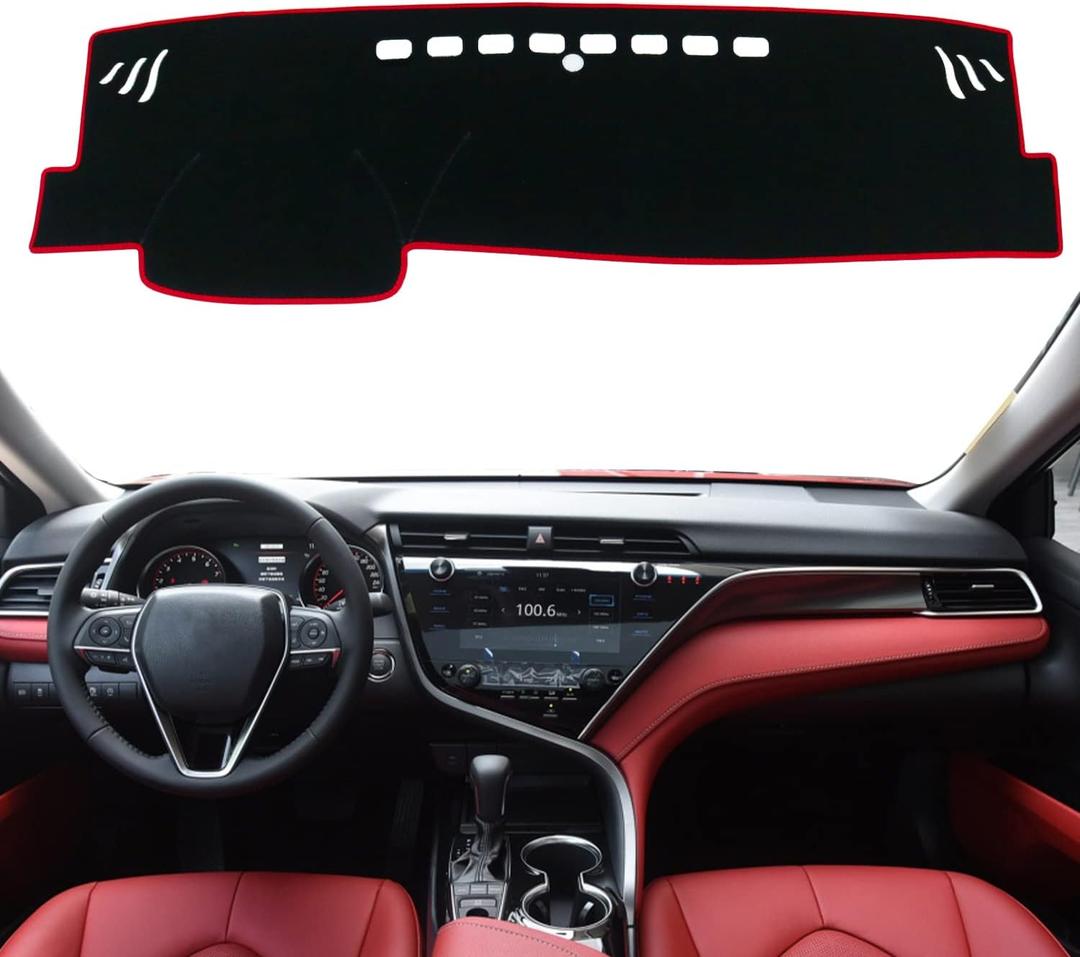 for Toyota Camry Accessories 2024 2023 2022 2021 2020 2019 2018 Dash Cover Dashboard Cover Mat Custom Fit Center Console Cover Sunshield Protector PadRed Trim