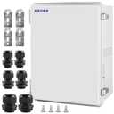 Waterproof Outdoor Project ABS Plastic Junction Box IP67 Weatherproof Dustproof Enclosure with Hinged Cover, Mounting Plate,Wall Brackets for Power Project (Grey,17.7"x13.8"x7.9")