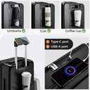 Carry On Luggage Top Opening with Cup Holder & Phone Holder, Expandable PC Hard Shell Suitcase, USB Charging Port, Side Hook, 360° Spinner Wheels, TSA Lock & YKK Zippers for Fathers Day Gift, 20 inches