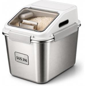 316 Stainless Steel Rice Container, 20 lb/11L airtight rice storage
