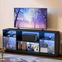 Black LED TV Stand, Entertainment Center for Gaming, Living Room & Bedroom