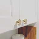 goldenwarm 5pcs Gold Cabinet Knobs for Dresser Drawers Kitchen Hardware Handles Brushed Brass Modern Round Knob,Zinc Alloy