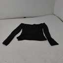SUUKSESS Women Off Shoulder Double Lined Long Sleeve Shirts Basic Going Out Tops (X-Large, Jet Black)