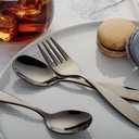 ANNOVA Kids Silverware Children's Safe Flatware Set Stainless Steel - Children Forks, Children Tablespoons, Toddler Utensils, Metal Cutlery Set for LunchBox (Black Gold, 6)