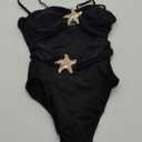 Verdusa Women's Hollow Out One Piece Backless Swimsuit Ruched Sleeveless Bathing Suit (Black) Small 