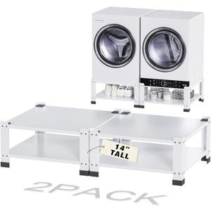 2 Pack Laundry Pedestal for Washer and Dryer, 28" Steel Washing Machine Base with Storage Shelf, 800Lbs Capacity Washer and Dryer Stand