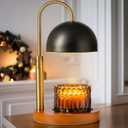 Adjustable Candle Warmer Lamp with Chic Wooden Base and Timer, Versatile Height 11"-13", Ideal for All Candle Sizes, Perfect House Warming Gift for Home Decor (Black)