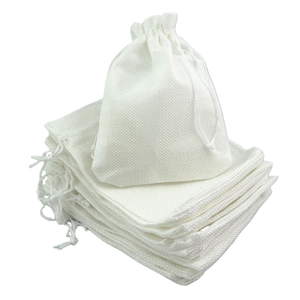 Burlap Gift Bags with Drawstring, 8x12 Inch, Party Wedding Favor Pouches, Jewelry Storage, Mason Jar Wrap, (White)