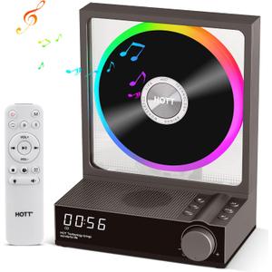 HOTT CD Player Portable,Small CD Players for Home, Bluetooth 5.3,Desktop CD Player Built-in HiFi Speakers,TF Card, Transcription Multifunctional Rechargeable (Grey)