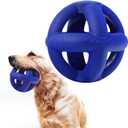 SuperChewy Tough Dog Cage Ball Toy | Lifetime Replacement | Strong Natural Rubber | Great Dog Fetch Toy | Chew Toys for Dogs | Ultra Durable Chew Toys for Aggressive Chewers | For Large Breeds (Large - 4 Inch / 8.5 oz)