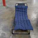 NAIZEA Portable Folding Lounge Chairs, Reclining Cot, Perfect for Pool, Beach, Patio, Camping (Black Chair+blue Pad)