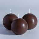 MOZEAL Hand-Poured, 3 Inch Brown Round Ball Candles - Elegant Brown Round Pillar Candles Set of 3, Dripless, Unscented, Smokeless, Ideal for Autumn Gatherings.