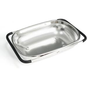 REDANT Over the Sink Metal Strainer and Colander for Kitchen - Large Food Strainers and Colanders with Rubber Grip - Sieve Fine Mesh Stainless Steel for Spaghetti, Pasta, Rice, Fruits, Vegetables