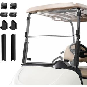 DRIVE UP Golf Cart Windshield, EZGO Golf Cart Windshield Fits for RXV 2008-Up Gas and Electric Golf Carts, Clear Upgraded Windshield Foldable Anti-UV Protection and Impact Resistant