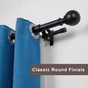 Double Curtain Rods for Windows 36-72 Inches, Adjustable Decorative Window Treatment Curtain Rod with Round & Barrel Finials, 1-Inch Front and 5/8 Inch Back Matte Black Double Telescoping Drapery Rod