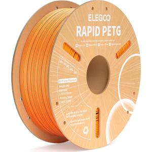 ELEGOO Rapid PETG Filament 1.75mm Orange 1KG, High Speed 30-600mm/s 3D Printer Filament Dimensional Accuracy +/- 0.02 mm, 1kg Cardboard Spool(2.2lbs) Fits for Most FDM 3D Printers