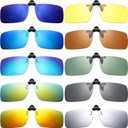 Weewooday 10 Pieces Polarized Clip-on Sunglasses Rimless Sunglasses for Women Men (Bright Colors, Large)