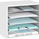 SUPEASY Wood Desk Organizer, 5 Tier Paper File Organizer for Desk, Wooden Desktop Organizer, Paper Letter Literature Mail Sorter, for Office School & Home Organization, White (13.4" x 9.1" x 12")