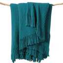 lifein Throw Blanket for Couch, Soft Boho Decor Bed Throw,Cozy Teal Knitted Chenille Small Farmhouse Lightweight Throw for Spring(Teal,50 * 60")