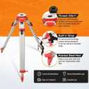 Surveying Tripod, Aluminum Survey Tripod With 5/8-Inch 11-Threaded Flat Head Quick Clamp for Auto level