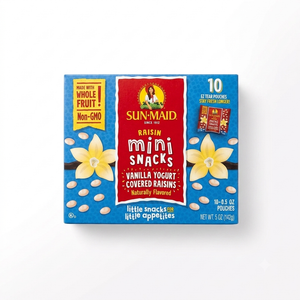 un-Maid Yogurt Covered Raisins Snack | Vanilla | .5 Ounce Bags | Pack of 8 Boxes with 10 Bags Each | Whole Dried Fruit | No Artificial Flavors | Non-GMO | Grown & Sourced In California, USA