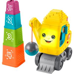 Fisher-Price Baby & Toddler Learning Toy Count & Stack Crane with Blocks, Lights, Music & Sounds for Infants Ages 9+ Months (Small)