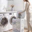 SONGMICS Laundry Hamper with Lid, 75 L Ventilated Basket, Cutout Handles