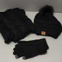 Winter Hat Scarf Gloves and Ear Warmer, Warm Knit Beanie Hat Touch Screen Gloves Set Winter Gifts Neck Scarves for Women (Black)