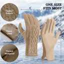 Winter Gloves, Winter Gloves for Women Cold Weather Touch Screen, Winter Gloves Womens Warm Knit Glove (Khaki)