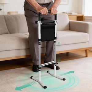 Stand Assist Aid for Elderly - Mobility Aid for Seniors with 5-Level Height Adjustment, 300Lbs Capacity & Dual Handrails for Safe Toilet and Couch Use, Includes Storage Pouch for Convenience