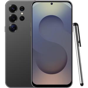 S25Ultra Unlocked Smartphone, Android 12.0 Mobile Phones 6.6'' HD+ Screen, 4GB RAM 32GB ROM/256GB SD, 4G Dual SIM Dual Camera, Face ID+WiFi+BT+FM+GPS+OTG (Black)