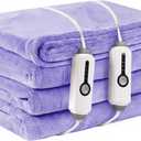 Electric Heated Blanket King Size 90"100", Comfortable & Luxurious Flannel, 4 Heating Levels & 10 H Auto Shut Off, Light Purple