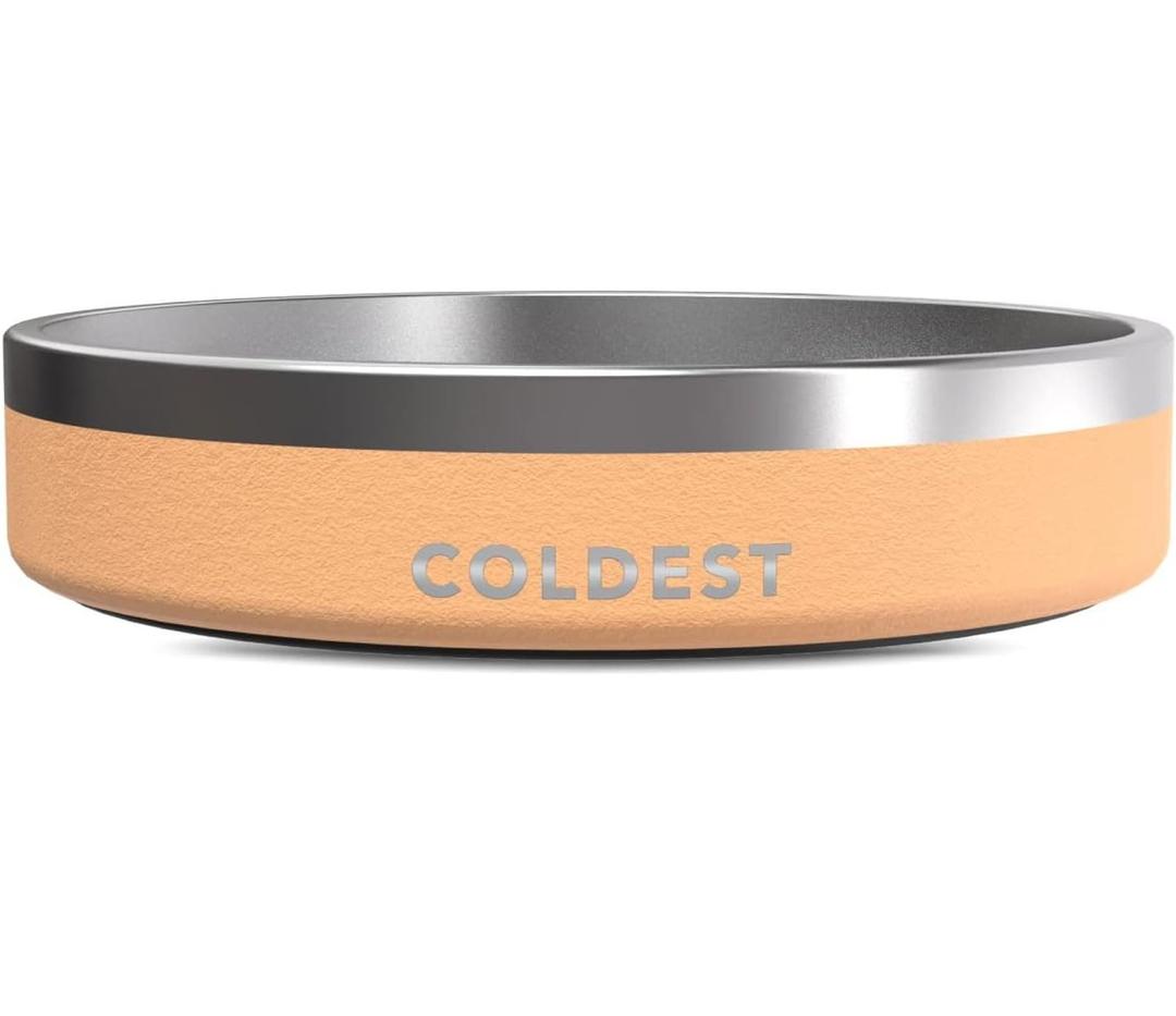 Coldest Dog Bowl - Anti Rust Metal, Non Slip, 3 Layers Insulated Stainless Steel Dog Bowls - Spill Proof & Heavy Duty - Water Bowl for Dogs, Cats & Pets, Dish Washer Safe (21 oz, Sahara Tan)