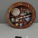 Rustic Kitchen Clock 12 Inch Non-Ticking Flat Printing Pattern Clocks Round Wall Hanging Clock Battery Operated for Bedroom Living Room Kitchen Office