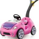 Step2 Whisper Ride II Kids Push Cars, Ride On Car, Seat Belt, Horn, Toddlers Ages 1.5 4 Years Old, Max Weight 50 lbs., Quick Storage, Stroller Substitute, Pink