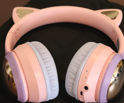 iClever Cat Ear Kids Bluetooth Headphones, LED Lights Up, 74/85dBA Safe Volume Limited, 50H Playtime,Bluetooth 5.2, USB C,Kids Headphones Wireless Over Ear for Travel iPad Tablet, Meow Macaron-Purple