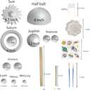 4 x Solar System Model Kit for Crafts, Solar System Project Kit Include Foam Balls, Mixing Tray, Brushes, Sticks, Flags, Stickers (58 Pack Set)